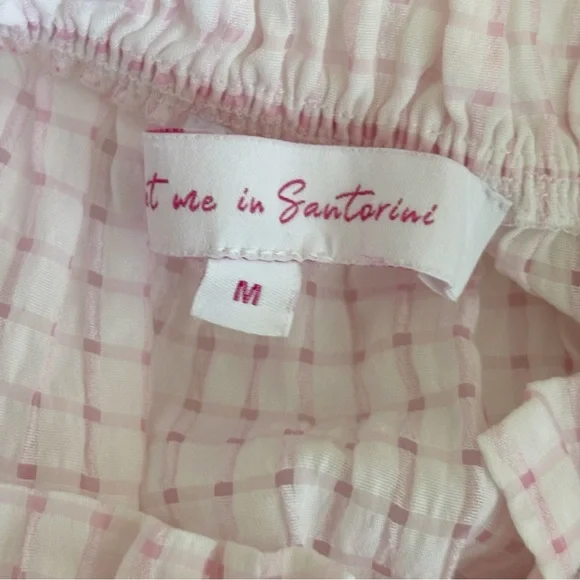 Meet Me in Santorini Pink Smocked Check Top Medium - Picture 5 of 7